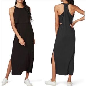 Sweaty Betty Black Holistic Draped Jersey Maxi Dress Size Small